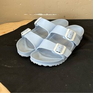 Birkenstocks Arizona Light Blue Double Strap Sandals 38 or 7.5 Buckle